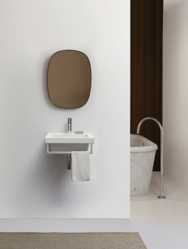 NORM 42X34 - Rectangular single ceramic washbasin with towel rail by GSI ceramica - view 3